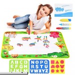 Zutan Large Aqua Doodle Mat Water Drawing Pad with 3 Pens 1 Sheet of Shapes 2 Alphabet Stencils & 1 Drawing Book – Perfect Educational Toy Gift for Birthdays & Christmas 29 x 19 Inches Doodle Mat B07BCX54LJ